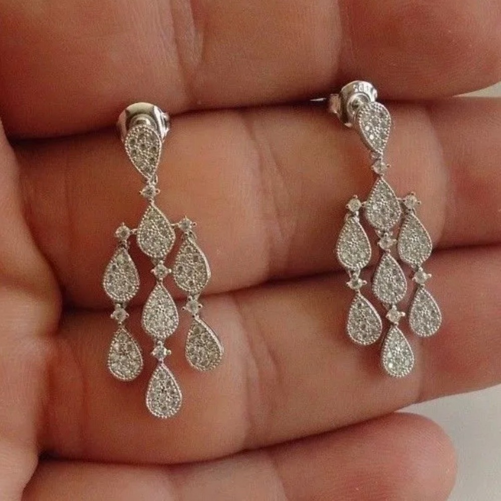 Sterling Silver/ Diamond Chandelier Earrings